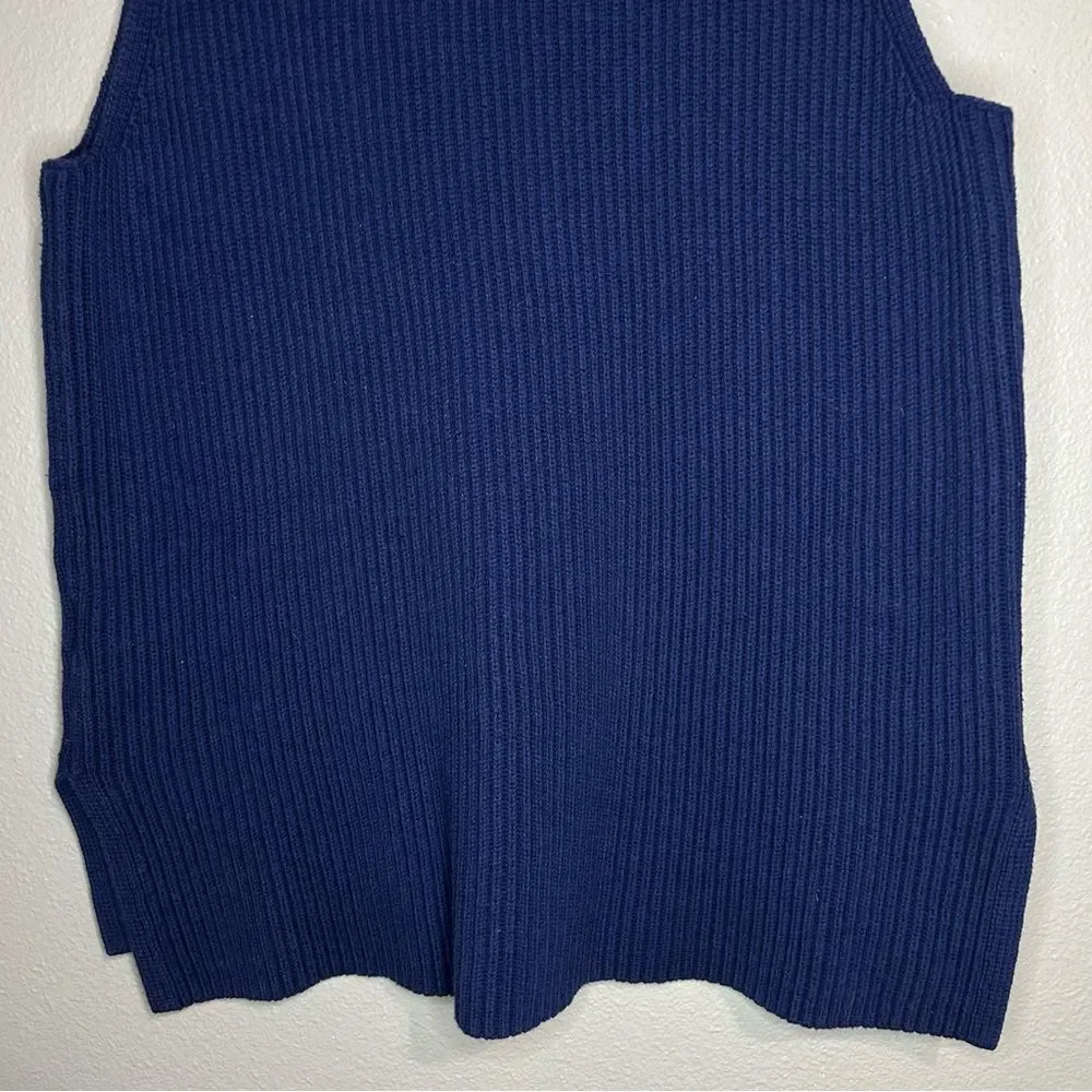 J. Crew blue sleeveless cotton merino wool blend knit sweater womens size XL